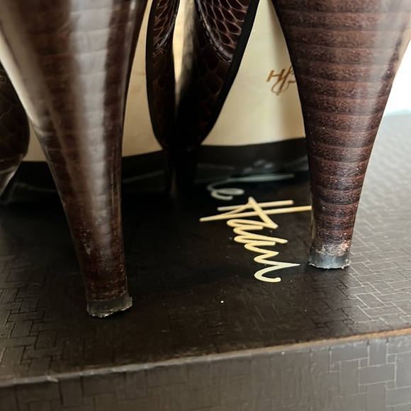 Cole Haan Kennedy Snakeskin Leather Heeled Mid Calf Boot Brown Size 8.5 - Picture 6 of 12